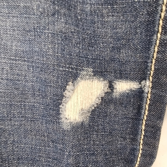 Guess Los Angeles denim mini skirt side zippers stitched designs size 29 - Picture 9 of 12